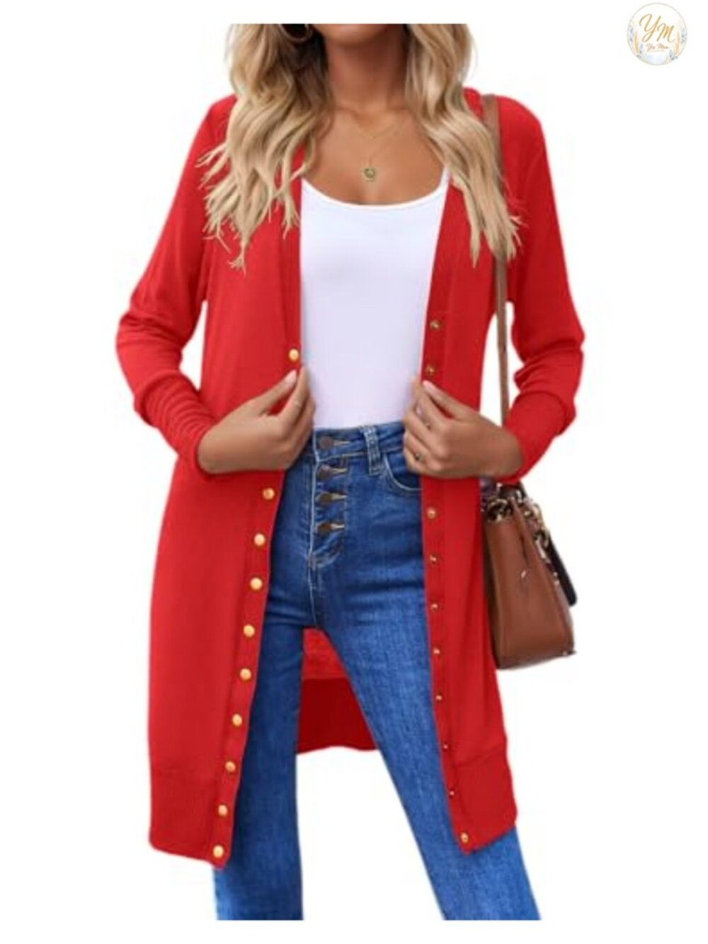 Womens Button Down V Neck Ribbed Knit Cardigan Lightweight Long Sleeve